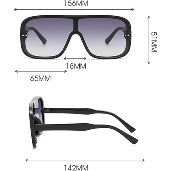 Luxury Sunglasses Flat Top Mirrored Lens Fashion Women Large XL Lentes Gafas New - Picture 9 of 10